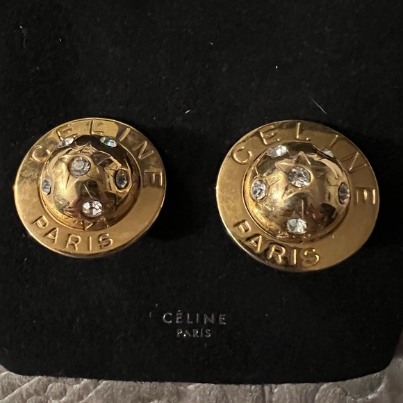 Celine Jewelry - Vintage 1989 Celine Paris Rhinestone Planet sphere clip earrings